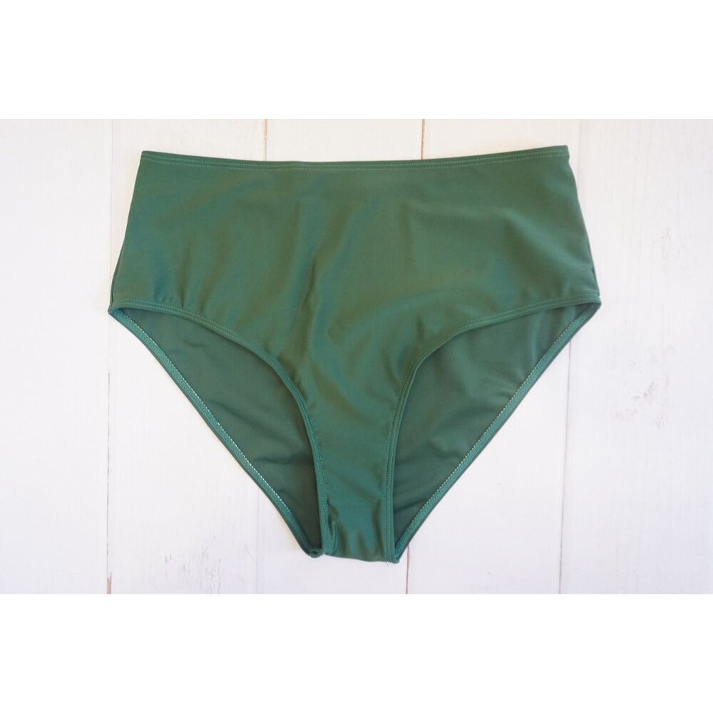 Women's High Waist Green Swim Bikini Bottoms - Size L, NWOT